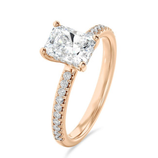 1.20克拉隱藏光環雷迪恩形圍鑲培育單鑽玫瑰金戒指