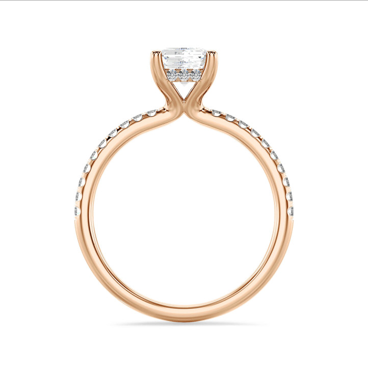 3.00克拉隱藏光環雷迪恩形圍鑲培育單鑽玫瑰金戒指