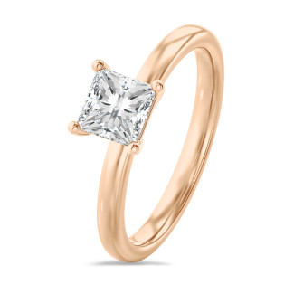 Anello solitario da 2,00 carati con diamante princess coltivato in laboratorio in oro rosso