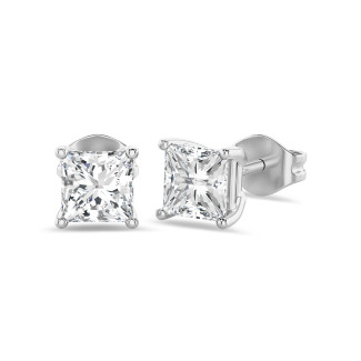Orecchini solitari da 4,00 carati in oro bianco con diamanti coltivati in laboratorio.