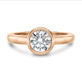 Anello solitario da 2,50 carati in oro rosso con diamante rotondo coltivato in laboratorio