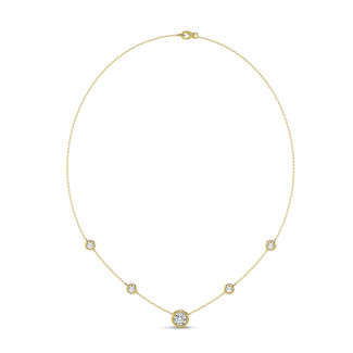Collana satellite con diamante da 1,80 carati coltivato in laboratorio in oro giallo