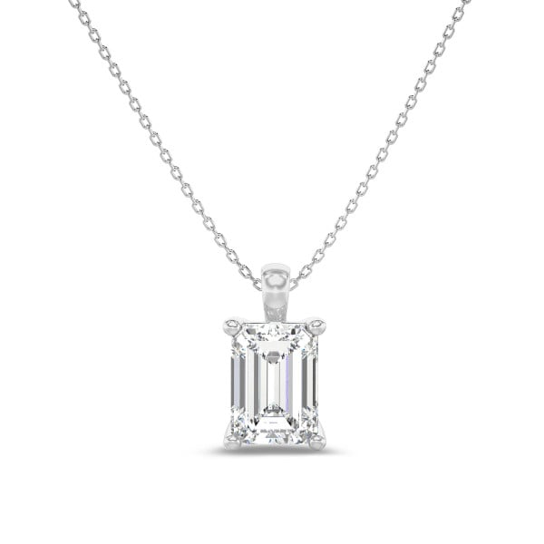 Search all PLP - Pendente con diamante taglio smeraldo da 1,00 carati coltivato in laboratorio in oro bianco