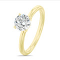 Anello solitario da 3,00 carati in oro giallo con diamante tondo coltivato in laboratorio