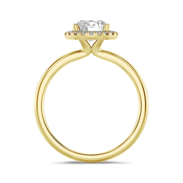 Anello solitario halo da 2,00 carati in oro giallo con diamanti tondi coltivati in laboratorio