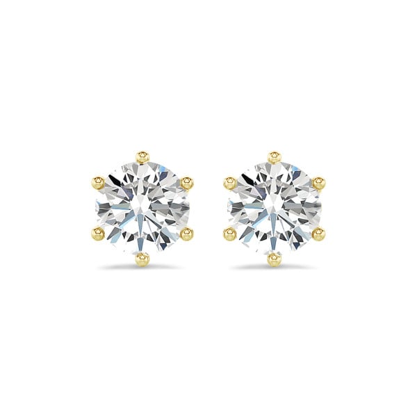Orecchini con diamante solitario da 2,00 carati coltivato in laboratorio in oro giallo