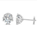 Orecchini con solitario in diamante coltivato in laboratorio da 4,00 carati in oro bianco con otto griffe