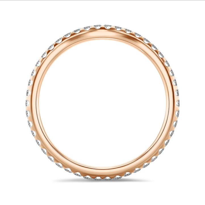 Anello eternity con diamante ricavato in laboratorio e curvato da 0,45 carati (con castone completo) in oro rosso