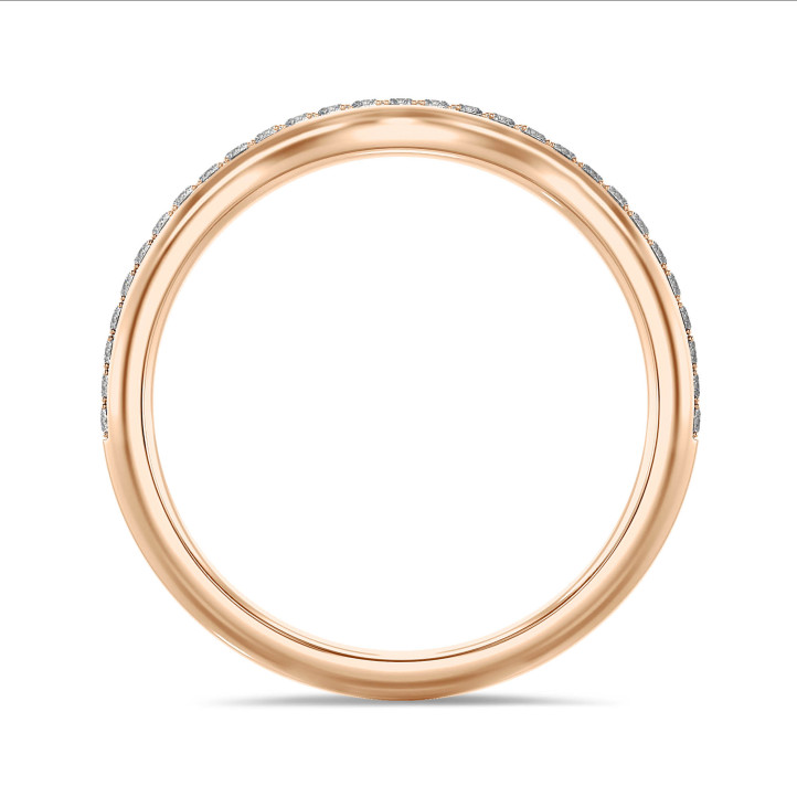Anello eternity con diamante ricavato in laboratorio e curvato da 0,23 carati (semi-montato) in oro rosso
