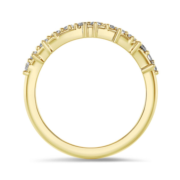 Anello con diamanti naturali e sintetici in oro giallo da 0,12 carati