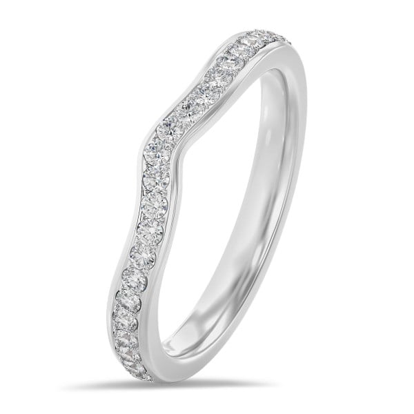Anelli - Anello eternity con diamante ricavato da laboratorio curvo da 0,20 carati (semi-montato) in oro bianco