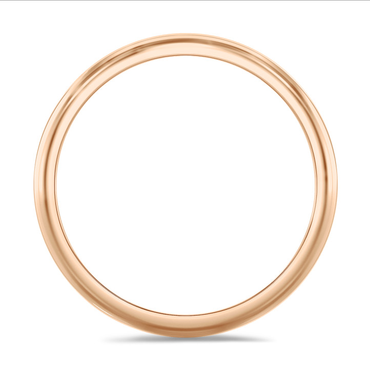 Fede nuziale con superficie bombata di 3,00 mm in oro rosso