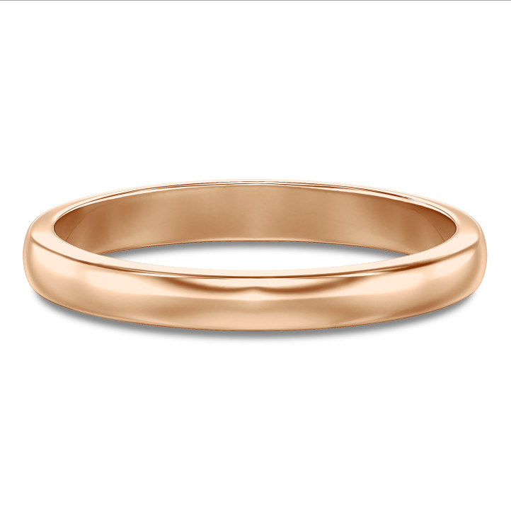 Fede nuziale con superficie leggermente bombata di 3,00 mm in oro rosso