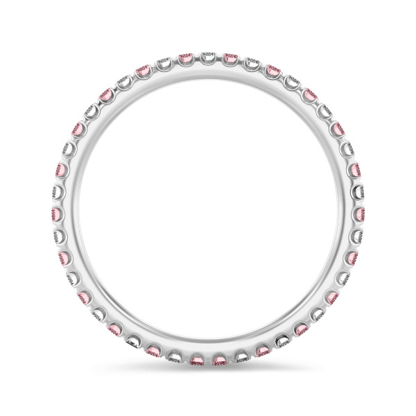 Anelli - Anello eternity da 0,55 carati (con castone a tutto giro) in platino con diamanti tondi rosa e bianchi coltivati in laboratorio