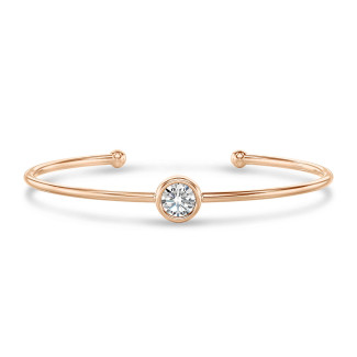 Bracciale rigido in oro rosso con diamante da 1,20 carati coltivato in laboratorio
