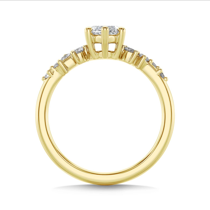 Anello solitario con 1.00 carati in oro giallo con diamante marquise