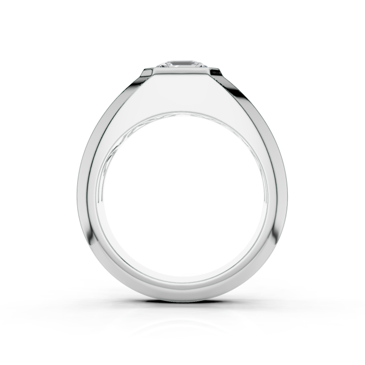 Anello con sigillo da 2,00 carati con diamante taglio asscher coltivato in laboratorio in oro bianco