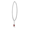 Collana unica nel suo genere con diamante sfumato da 34,90 carati coltivato in laboratorio, in oro bianco con diamante rosso Fancy Vivid coltivato in laboratorio a forma di pera