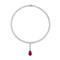 Collana unica nel suo genere con diamante sfumato da 34,90 carati coltivato in laboratorio, in oro bianco con diamante rosso Fancy Vivid coltivato in laboratorio a forma di pera