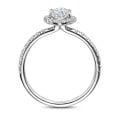 Anello solitario halo da 5,00 carati con diamante marquesa coltivato in laboratorio in oro bianco con diamanti rotondi coltivati in laboratorio