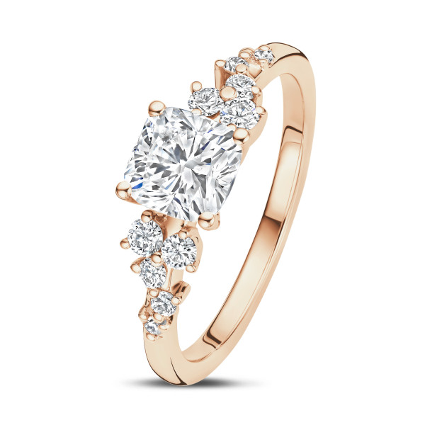 Anelli - Anello solitario con diamante taglio cuscino da 1.00 carati in oro rosso