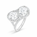 Anello “Toi et Moi” con montatura a corona, realizzato su misura con diamanti rotondi