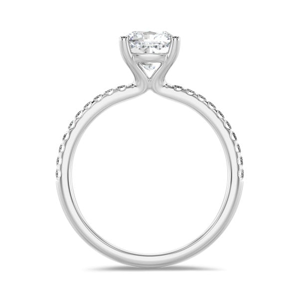 婚約指輪 - 2.00カラットのソリティアリング、キュービックジルコニアのサイドダイヤモンド付きホワイトゴールド製人工キュービックジルコニアのキュービックジルコニア付き