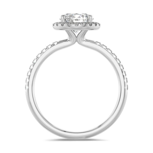 婚約指輪 - 2.00カラットのソリティア・ハローリング（ラウンドカットの人工ダイヤモンド付きホワイトゴールド製）