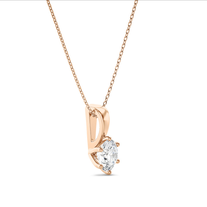 1.50カラットのソリティアペンダント、レッドゴールド製、ラウンドカットの人工ダイヤモンド