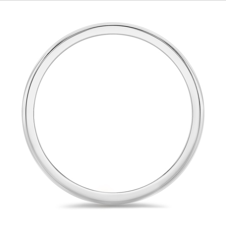 ホワイトゴールドのわずかにドーム型の表面を持つ結婚指輪（厚さ4.00mm）