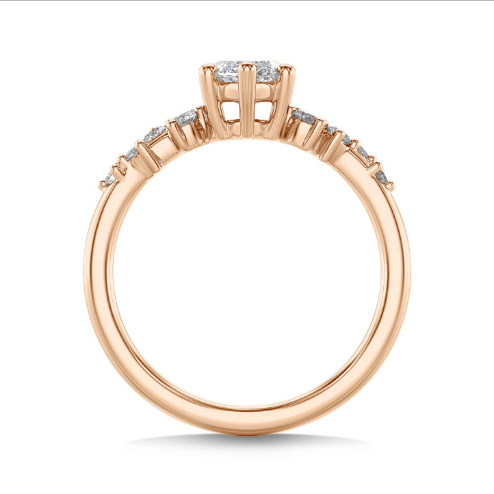 1.00 carat solitaire cluster ring in red gold with marquise diamond