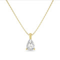5.00カラットのソリティア、人工ダイヤモンド、イエローゴールドのペアシェイプカットペンダント
