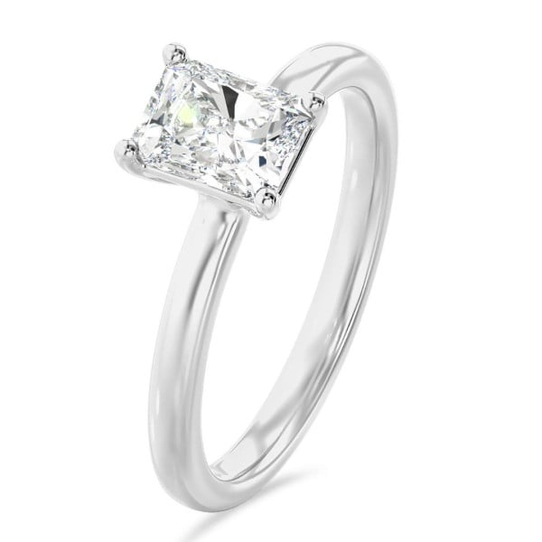 婚約指輪 - 1.00カラットのソリティアリング、人工ダイヤモンド（ラブラドライトカット）、ホワイトゴールド