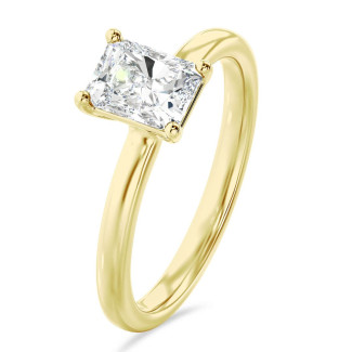 1.50カラットのソリティアリング、人工放射カットダイヤモンド、イエローゴールド