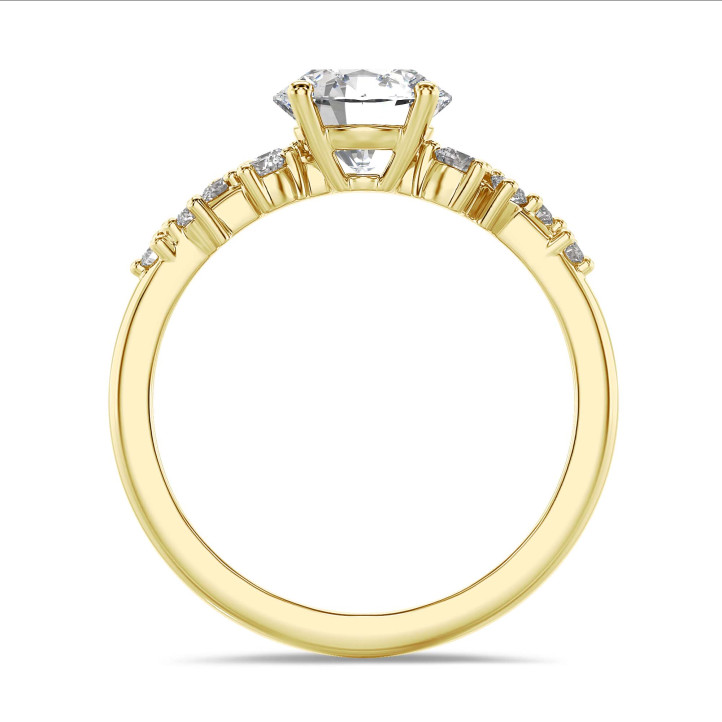 2.00 carat solitaire cluster ring in yellow gold with a round diamond