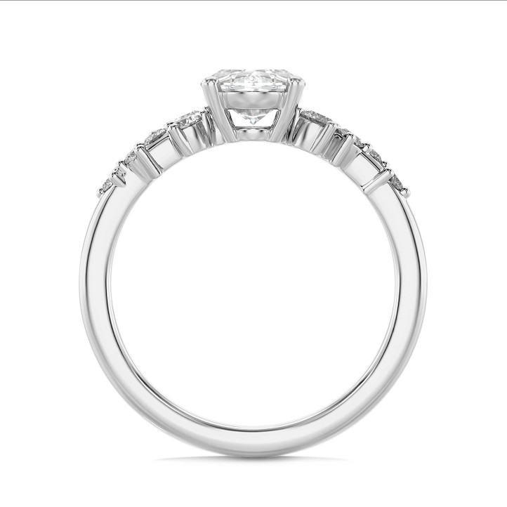 2.00 carat solitaire cluster ring in white gold with oval diamond