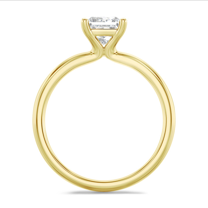 3.00캐럿 솔리테어 반지, 노란 금에 세팅된 실험실 재배 프린세스 컷 다이아몬드
