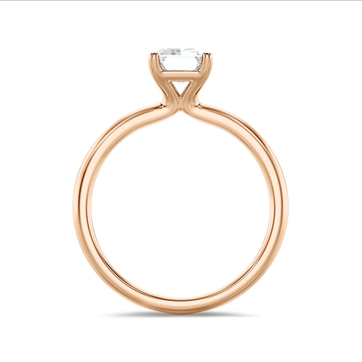 1.50캐럿 솔리테어 반지, 레드 골드에 실험실에서 재배된 에메랄드 컷 다이아몬드