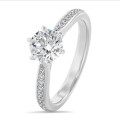 3.00캐럿 솔리테어 링, 화이트 골드 소재에 라운드 랩 그로운 다이아몬드와 랩 그로운 사이드 다이아몬드 장식