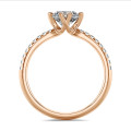 3.00캐럿 솔리테어 실험실 재배 다이아몬드 반지, 레드 골드 소재에 실험실 재배 사이드 다이아몬드 장식
