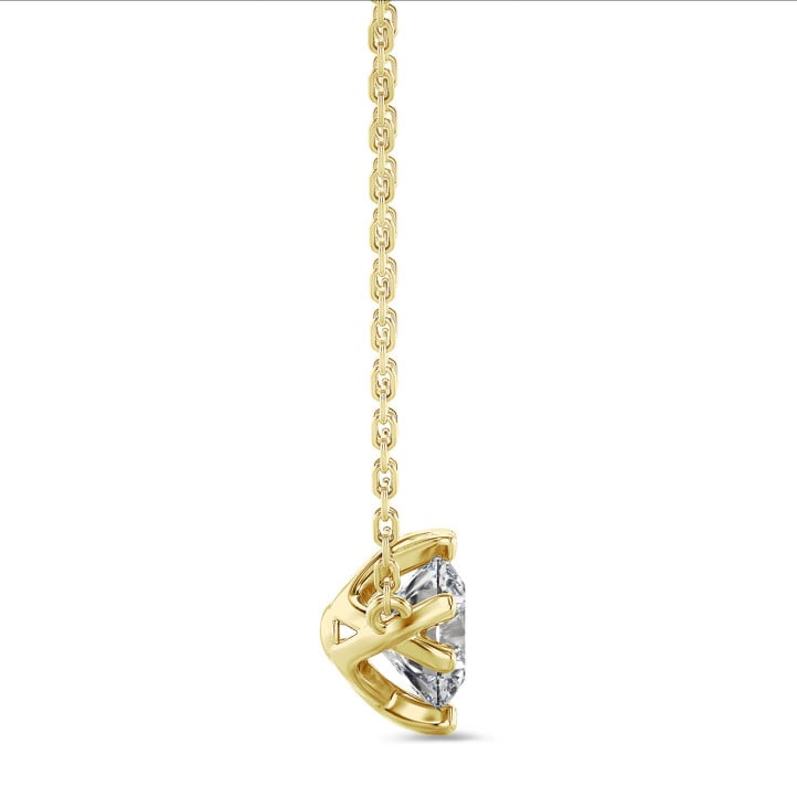 1.20캐럿 솔리테어 펜던트, 노란 금에 라운드 실험실 재배 다이아몬드