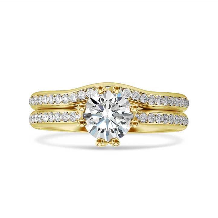3.00캐럿 솔리테어 실험실 재배 다이아몬드 반지(황금색 금)에 실험실 재배 사이드 다이아몬드 장식