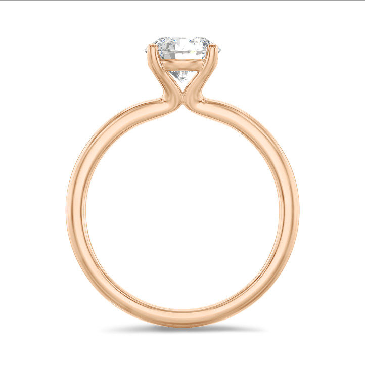 5.00캐럿 솔리테어 링, 레드 골드에 라운드 랩 그로운 다이아몬드