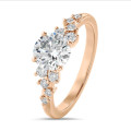 2.00캐럿 솔리테어 클러스터 링. 레드 골드. 라운드 다이아몬드 세팅