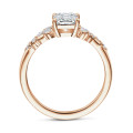 2.00캐럿 레드골드 솔리테어 클러스터 링. 라디언트 컷 다이아몬드 세팅