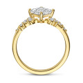 1.00캐럿 솔리테어 클러스터 링. 옐로우 골드에 프린세스 컷 다이아몬드