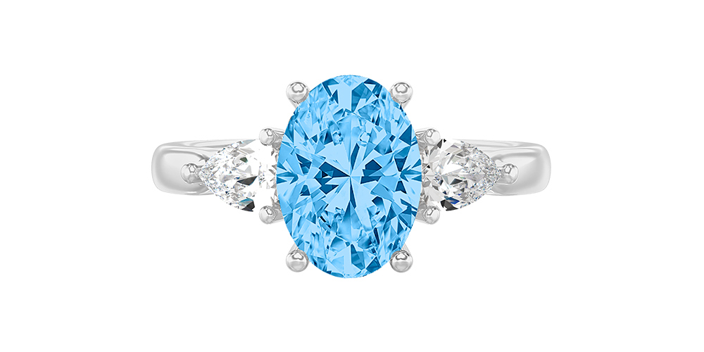 White gold blue diamond ring