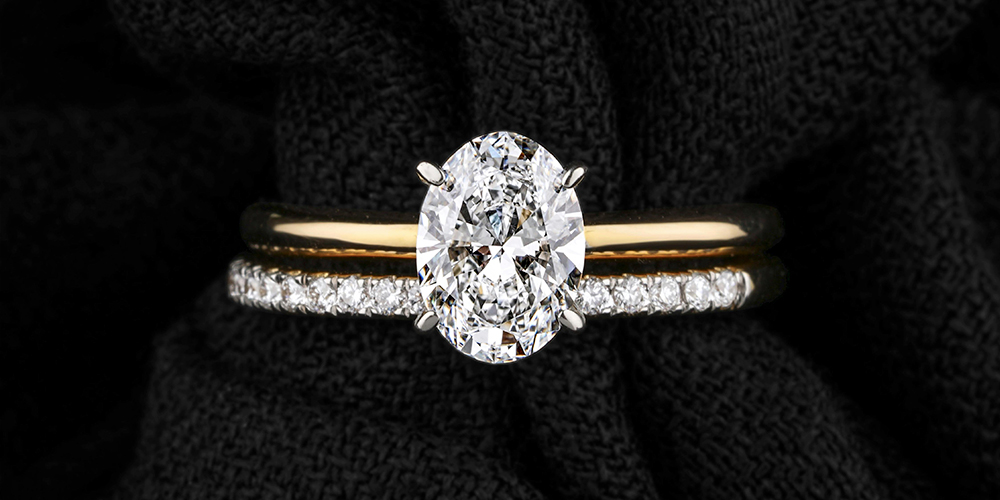 Engagement and wedding ring stack