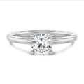 1.50 karaat solitaire ring met een lab grown cushion diamant in wit goud