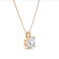 3.00 karaat solitaire hanger in rood goud met lab grown cushion diamant